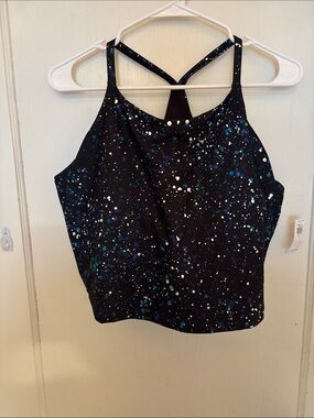 Old Navy Black Galaxy Spray Print Women's Long Line Sports Bra